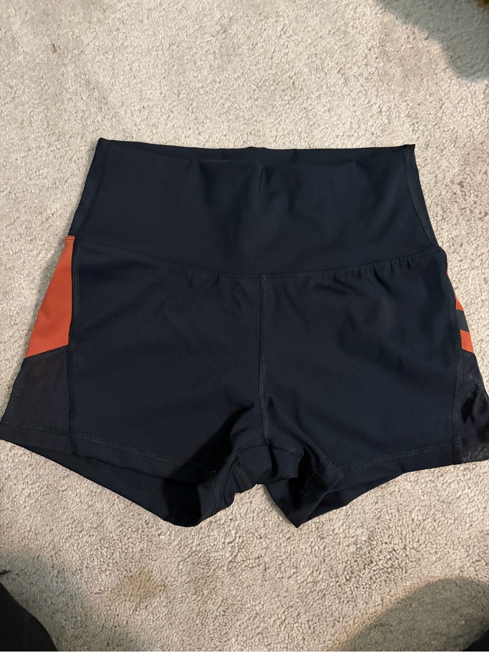 Virus Women's Black Athletic Shorts with Orange Panels